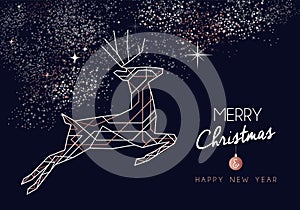 Christmas and New Year copper outline deer card