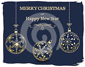 Christmas and New Year dark blue background