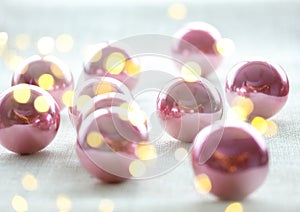 Christmas new year decoration balls baubles with bokeh lights