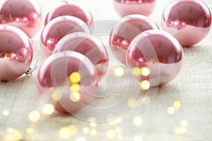 Christmas new year decoration balls baubles with bokeh lights