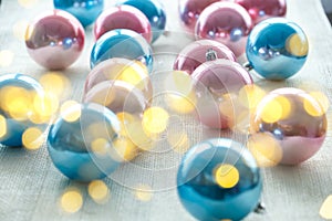 Christmas new year decoration balls baubles with bokeh lights