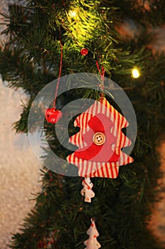 Christmas and New Year decoration decorative toy Christmas tree in retro style