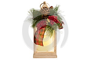 Christmas New Year decorations. lantern with a candle inside. Isolate .