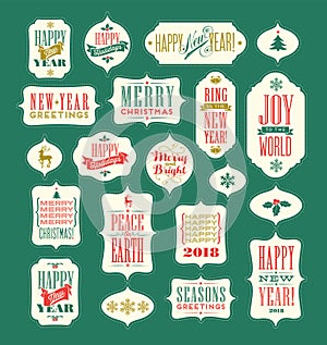 Vintage Christmas and New Year typography designs