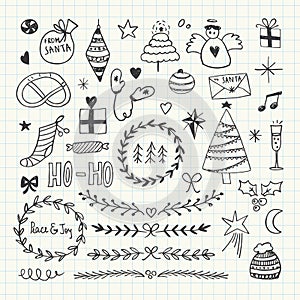 Christmas and New Year doodles collection