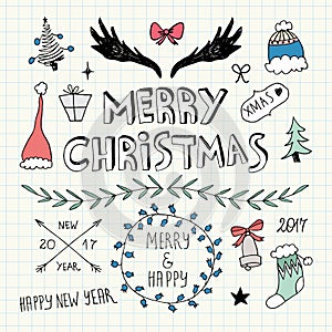 Christmas and New Year doodles collection