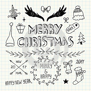 Christmas and New Year Doodles set