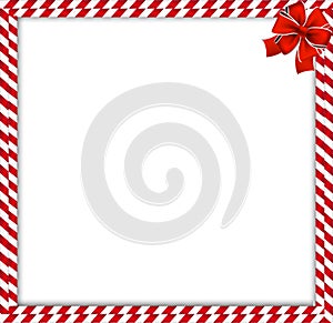 Christmas, new year double candy cane border with striped pattern and ribbon