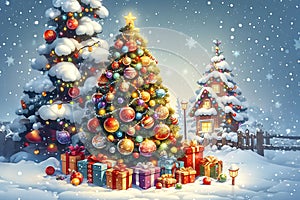 christmas new year festival and colorful gifts