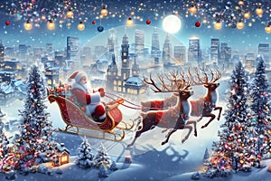 christmas new year festival Santa Claus and colorful gifts