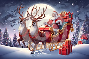 christmas new year festival Santa Claus and colorful gifts