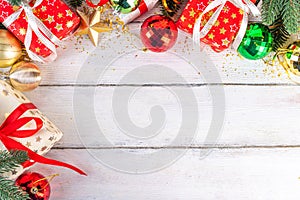 Christmas and New Year gift boxes background