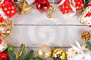 Christmas and New Year gift boxes background