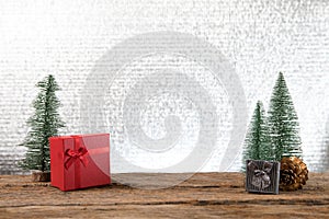 Christmas new year with gift present pine tree background celeb