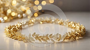 Christmas and New Year gold garland on a light background