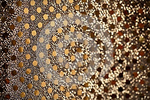 Christmas New Year Gold Glitter background. Holiday abstract texture fabric