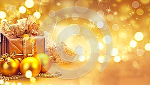 Christmas and New Year golden decorations. Winter holiday art design