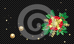 Christmas New Year greeting card background template golden stars confetti gift presents decorations