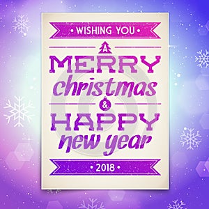 Christmas and New Year greeting card with typography