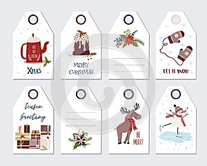 Christmas and New Year Greeting gift tags collection