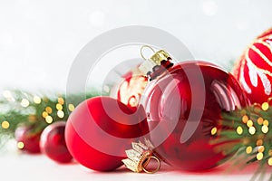 Christmas and New Year holiday background. Xmas greeting card. Winter holidays.