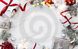 Christmas and New Year holiday background. Xmas greeting card. Winter holidays.