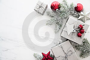 Christmas and New Year holiday background. Xmas greeting card. Winter holidays.