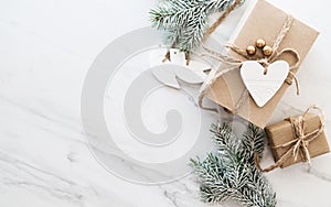 Christmas and New Year holiday background. Xmas greeting card. Winter holidays.