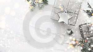 Christmas and New Year holiday background. Xmas greeting card. Winter holidays.