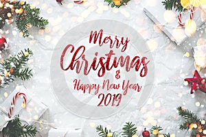 Christmas and New Year holiday background. Xmas greeting card. Winter holidays.