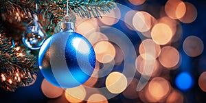 Christmas and New Year holidays background. Christmas tree decoration on bokeh background