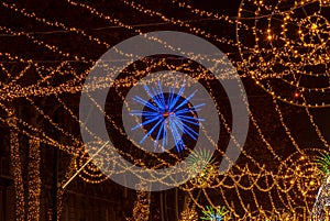 Christmas and New year illuminations on the street of historical center of Tbilisi