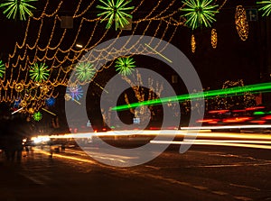 Christmas and New year illuminations on the street of historical center of Tbilisi