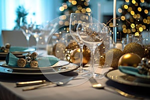 Christmas and New Year lifestyle table setting