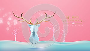 Christmas new year low poly 3d reindeer animation