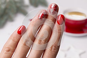 Christmas New Year manicure abstract nail design