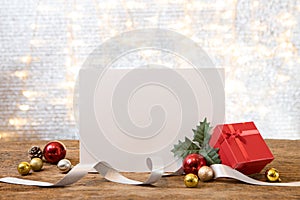 Christmas new year party with gift present copy space backgroun