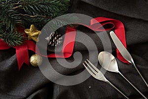Christmas new year party with utensil dinner background celebra