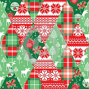 Christmas and New Year patchwork seamless background.