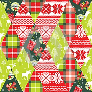 Christmas and New Year patchwork seamless background.