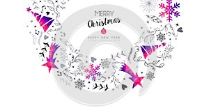 Christmas and New Year pink ornament card