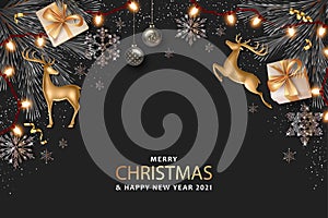 Christmas and New Year realistic banner