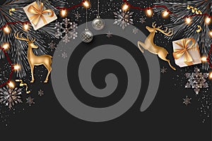 Christmas and New Year realistic banner