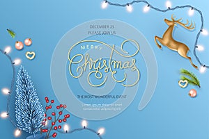 Christmas and New Year realistic banner