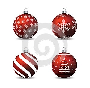 Christmas, New Year - Red baubles with motives