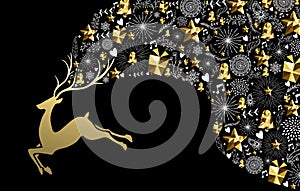 Christmas new year reindeer gold low poly holiday