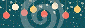 Christmas and New Year retro cartoon style vector banner template