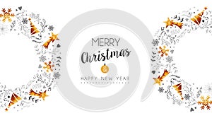 Christmas and new year retro gold decoration card