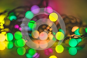 Christmas. New Year`s Eve. multicolored garland. Background.