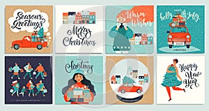 Christmas and New Year`s Template Set for Greeting Scrapbooking, Congratulations, Invitations, Tags, Stickers, Postcards